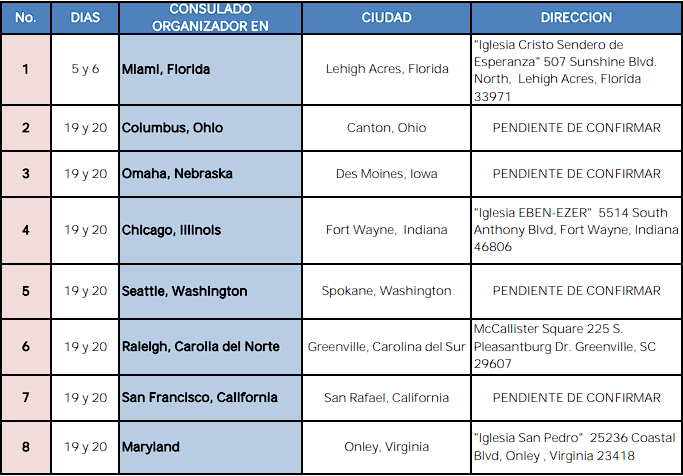 CONSULADOS MÓVILES DEL MES DE OCTUBRE 2024