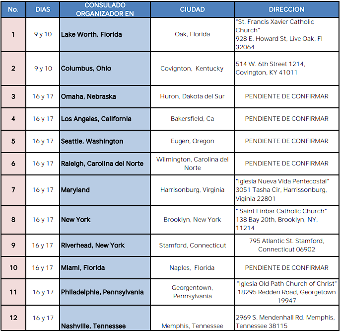 CONSULADOS MÓVILES DEL MES DE NOVIEMBRE 2024